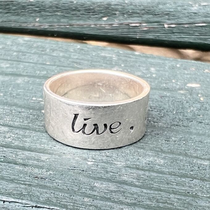 Motivational Wide Band Ring in Sterling Silver