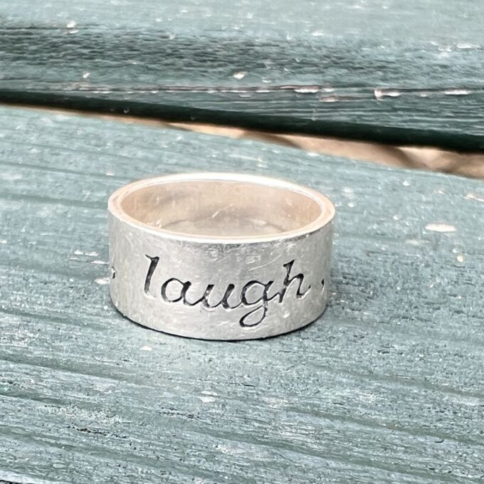 Motivational Wide Band Ring in Sterling Silver