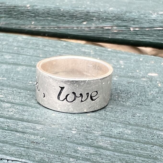 Motivational Wide Band Ring in Sterling Silver