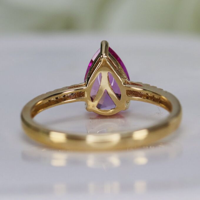 Synthetic Pink Sapphire Ring in 10ct Gold
