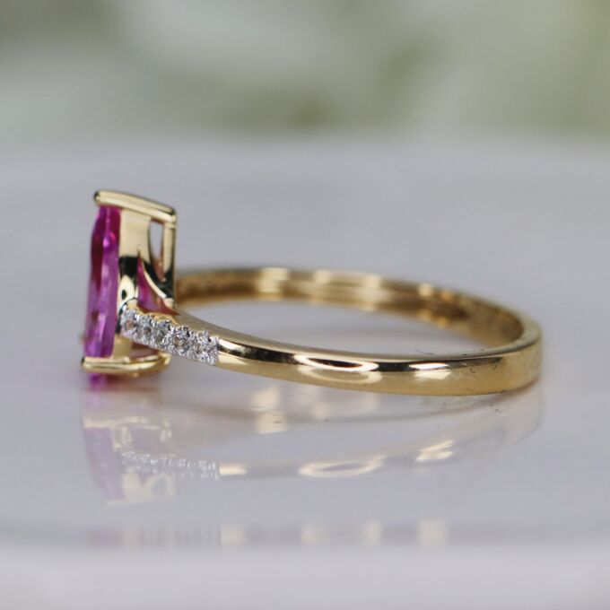 Synthetic Pink Sapphire Ring in 10ct Gold