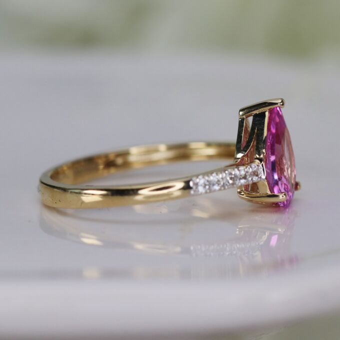Synthetic Pink Sapphire Ring in 10ct Gold