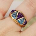 Amethyst & Blue Topaz Ring in 10ct Gold