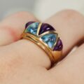 Amethyst & Blue Topaz Ring in 10ct Gold