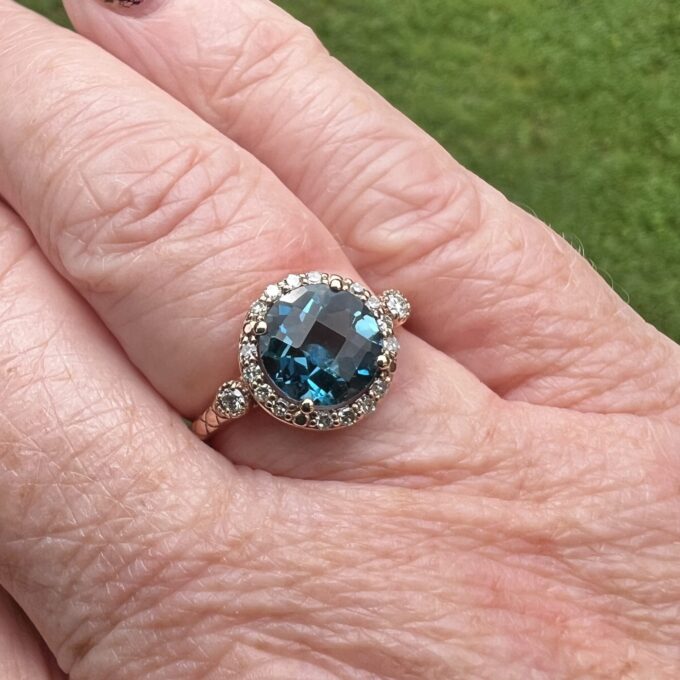 London Blue Topaz & Diamond Ring in 14ct Gold