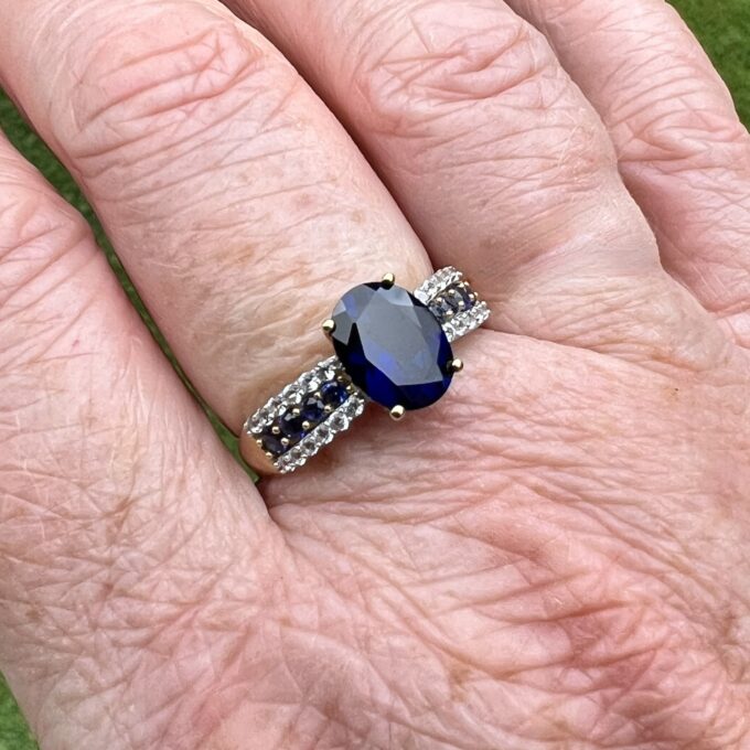 Blue & White Sapphire Ring in 10ct Gold