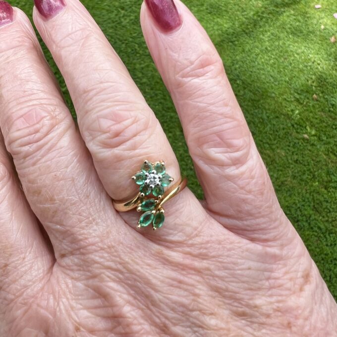 Emerald & Diamond Ring in 14ct Gold