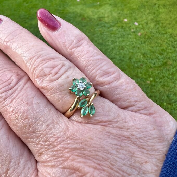 Emerald & Diamond Ring in 14ct Gold