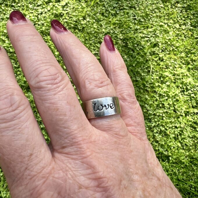 Motivational Wide Band Ring in Sterling Silver