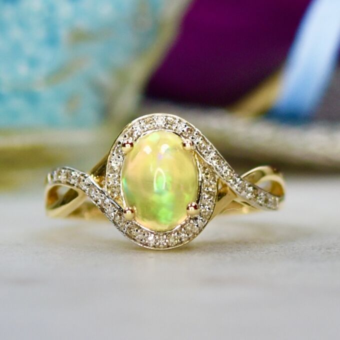 Opal & Diamond Ring in 14ct Gold