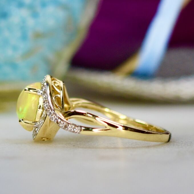 Opal & Diamond Ring in 14ct Gold