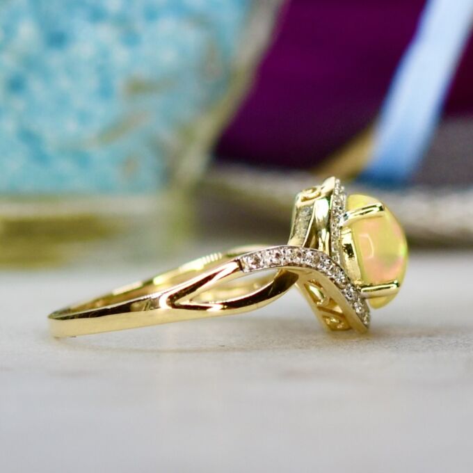 Opal & Diamond Ring in 14ct Gold