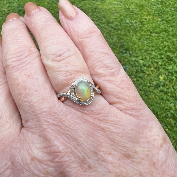 Opal & Diamond Ring in 14ct Gold
