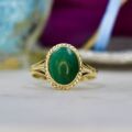 Malachite Solitaire Ring in 9ct Gold