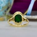 Malachite Solitaire Ring in 9ct Gold
