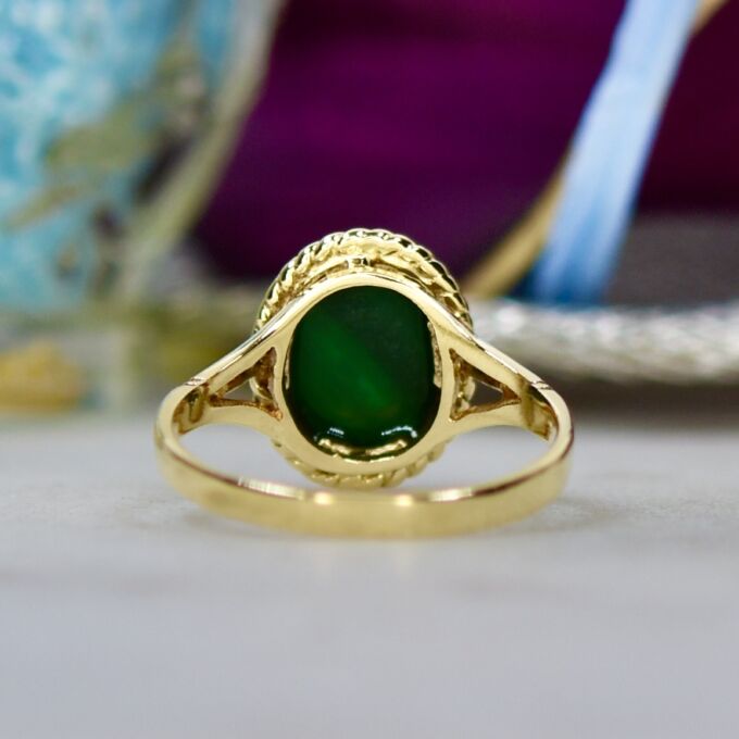Malachite Solitaire Ring in 9ct Gold