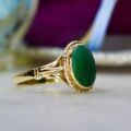 Malachite Solitaire Ring in 9ct Gold