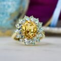Citrine & Topaz Cluster Ring in 9ct Gold