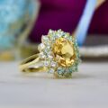 Citrine & Topaz Cluster Ring in 9ct Gold