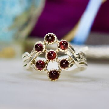 Four Piece Amethyst Puzzle Ring in Silver