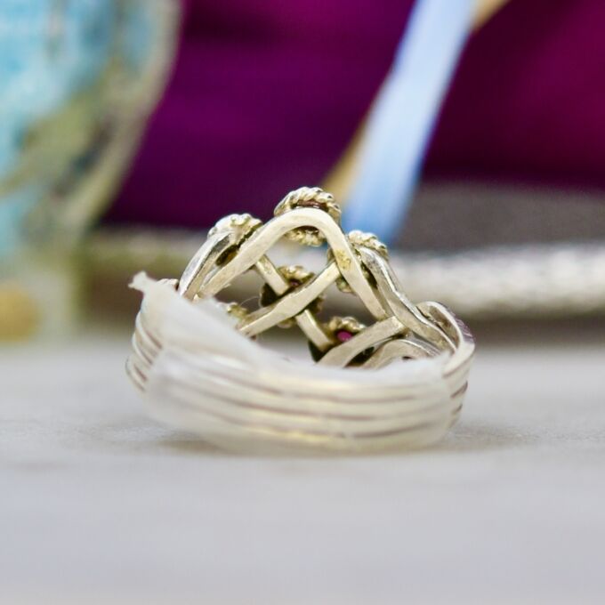 Four Piece Amethyst Puzzle Ring in Silver