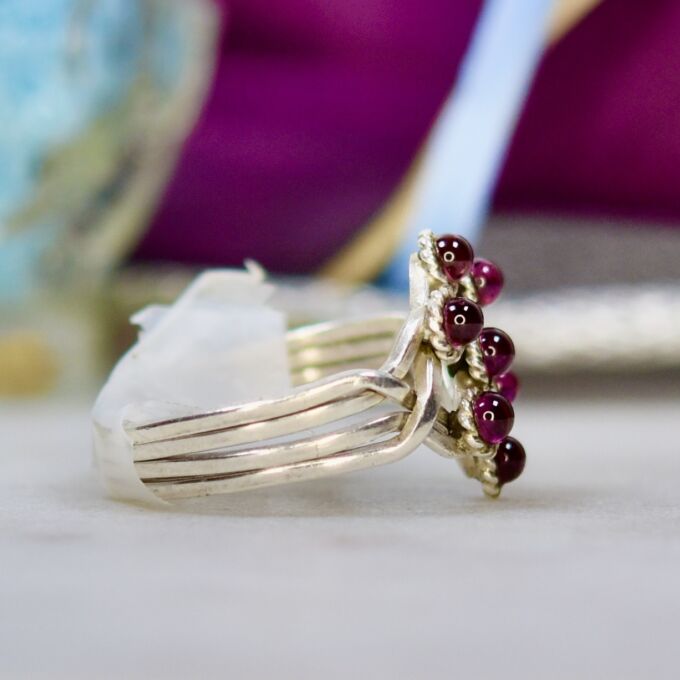 Four Piece Amethyst Puzzle Ring in Silver