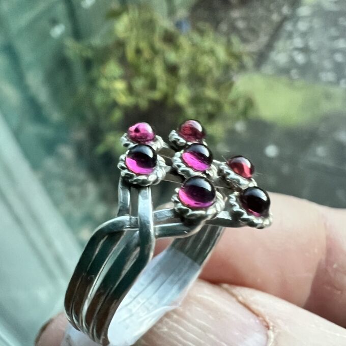 Four Piece Amethyst Puzzle Ring in Silver