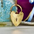 Patterned Heart padlock in 9ct Gold