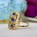 Sapphire, Opal and Diamond RIng in 9ct Gołd