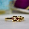 Ruby and Diamond Buckle Ring in 9ct Gold