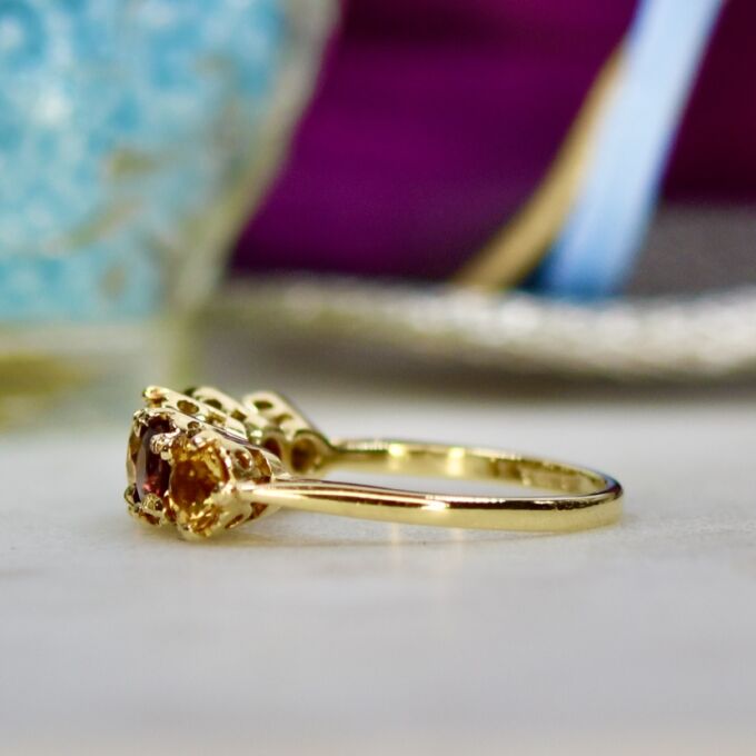 Citrine & Garnet Ring in 9ct Gold