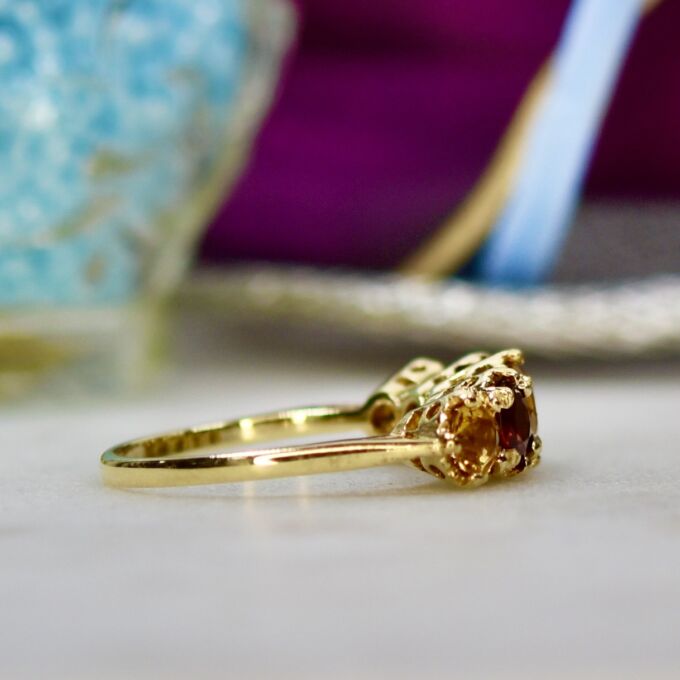 Citrine & Garnet Ring in 9ct Gold