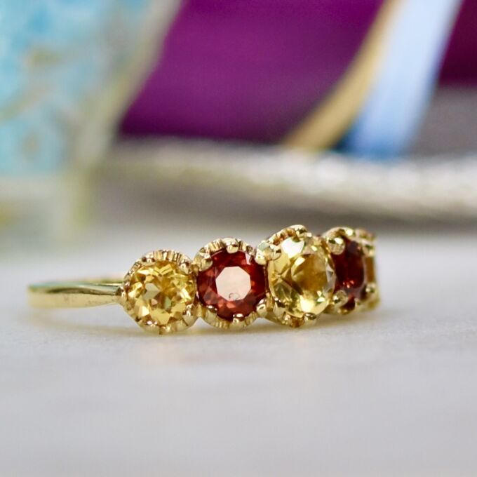 Citrine & Garnet Ring in 9ct Gold