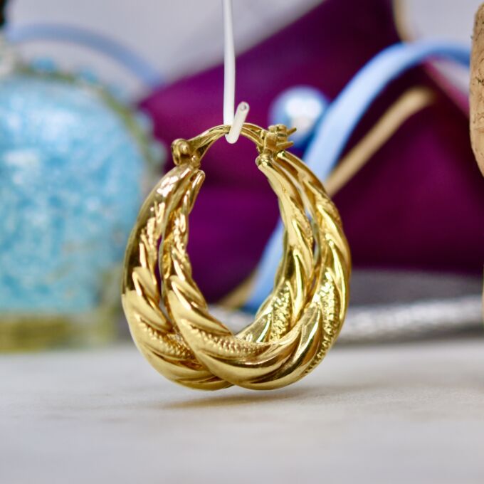Twist Hoop Earrings in 9ct Gold
