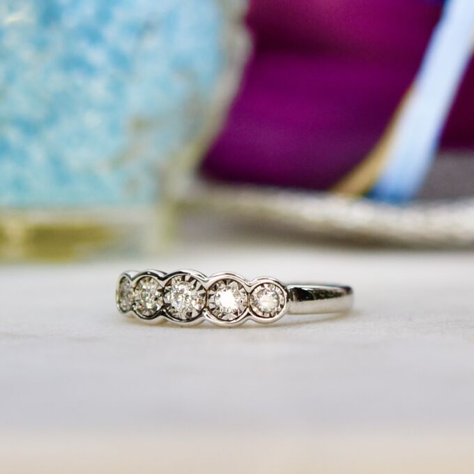 Five Stone Diamond Ring in 9ct White Gold