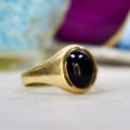 Onyx Cabochon Signet Ring in 9ct Gold