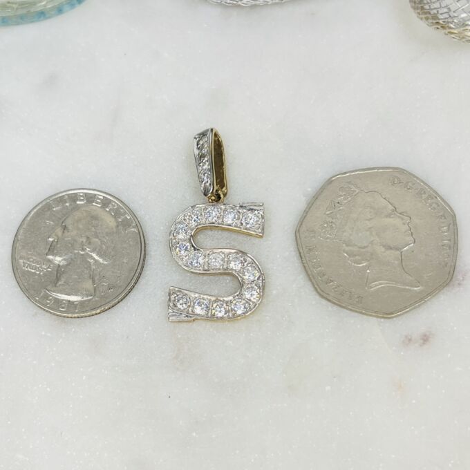 Initial Letter S Pendant in 9ct Gold