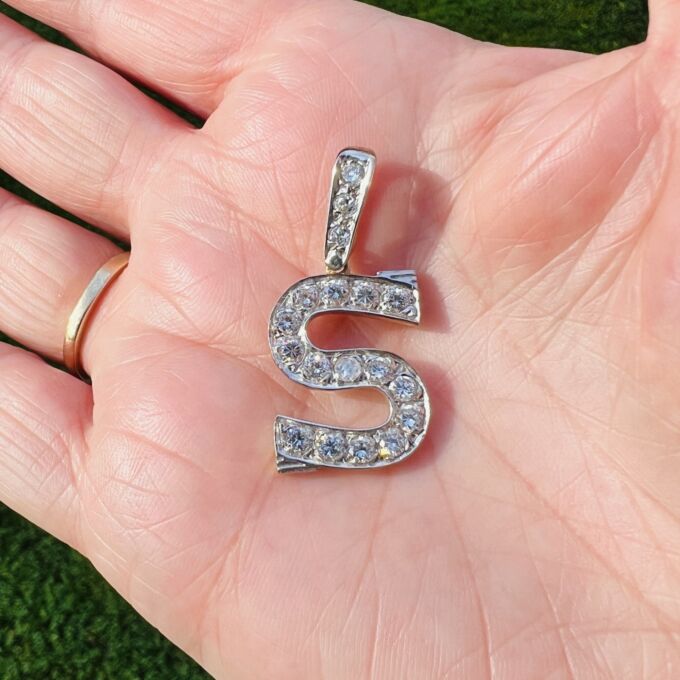 Initial Letter S Pendant in 9ct Gold