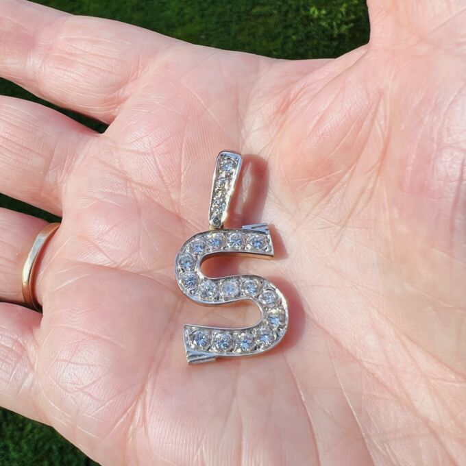 Initial Letter S Pendant in 9ct Gold