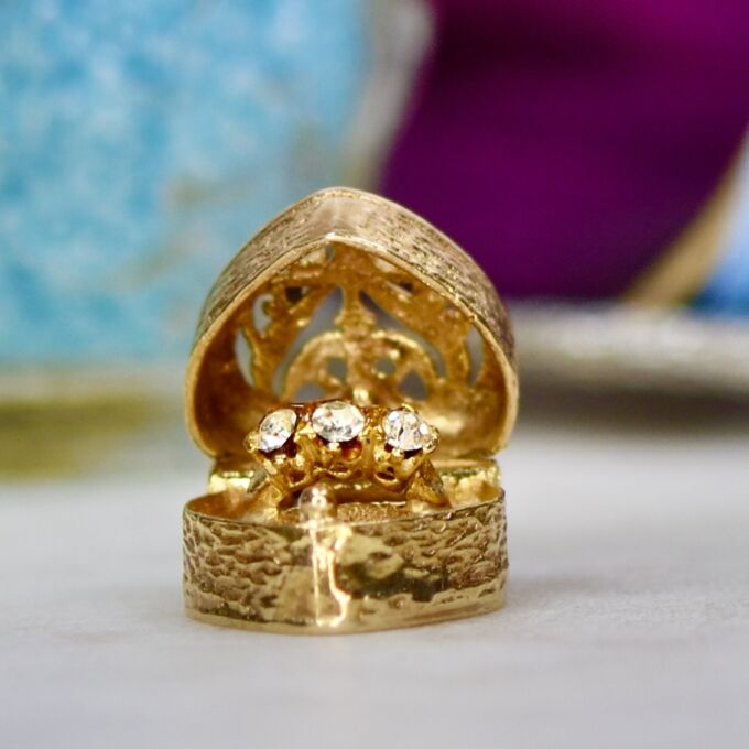 Opening Heart Ring Box Charm Pendant in 9ct Gold