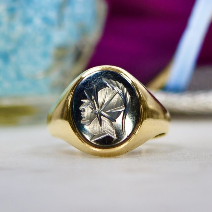 Hematite Centurion Intaglio Signet Ring in 9ct Gold