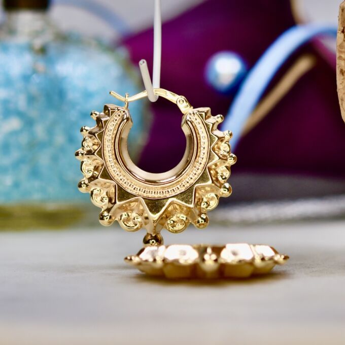 Ornate Creole Earrings in 9ct Gold