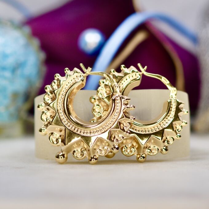Ornate Creole Earrings in 9ct Gold
