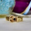 Garnet Set Buckle Ring in 9ct Gold
