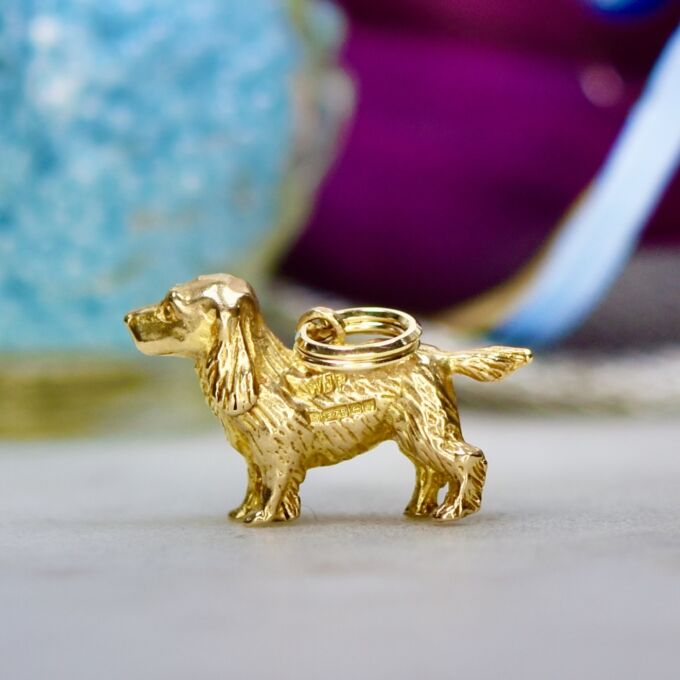 Spaniel Charm Pendant in 9ct Gold