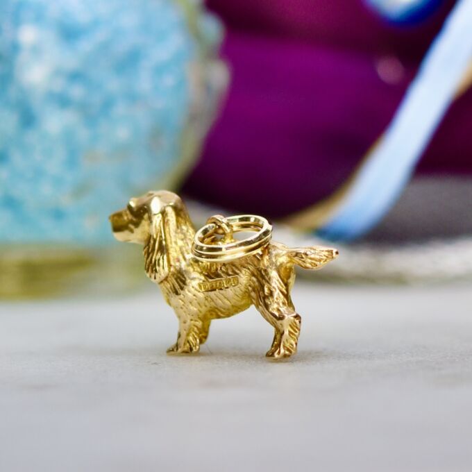 Spaniel Charm Pendant in 9ct Gold