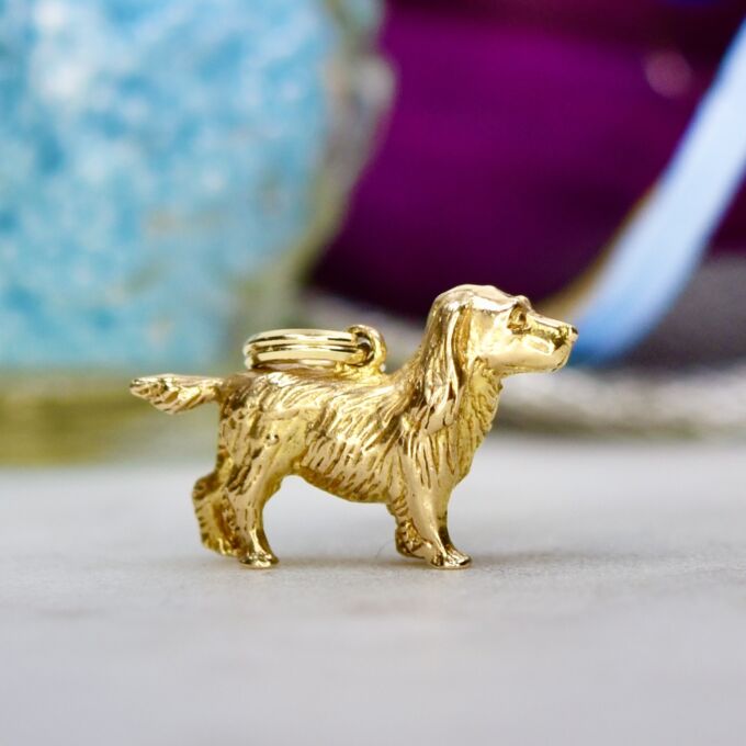 Spaniel Charm Pendant in 9ct Gold