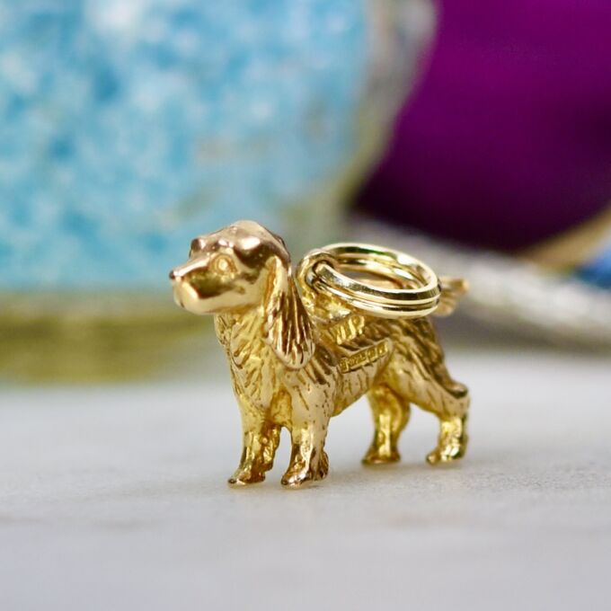 Spaniel Charm Pendant in 9ct Gold