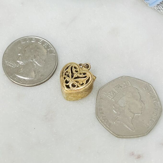 Opening Heart Ring Box Charm Pendant in 9ct Gold