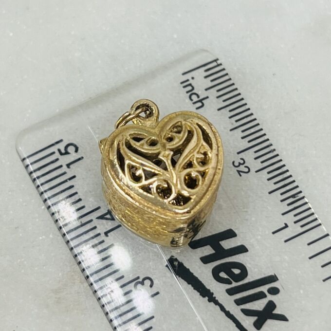 Opening Heart Ring Box Charm Pendant in 9ct Gold